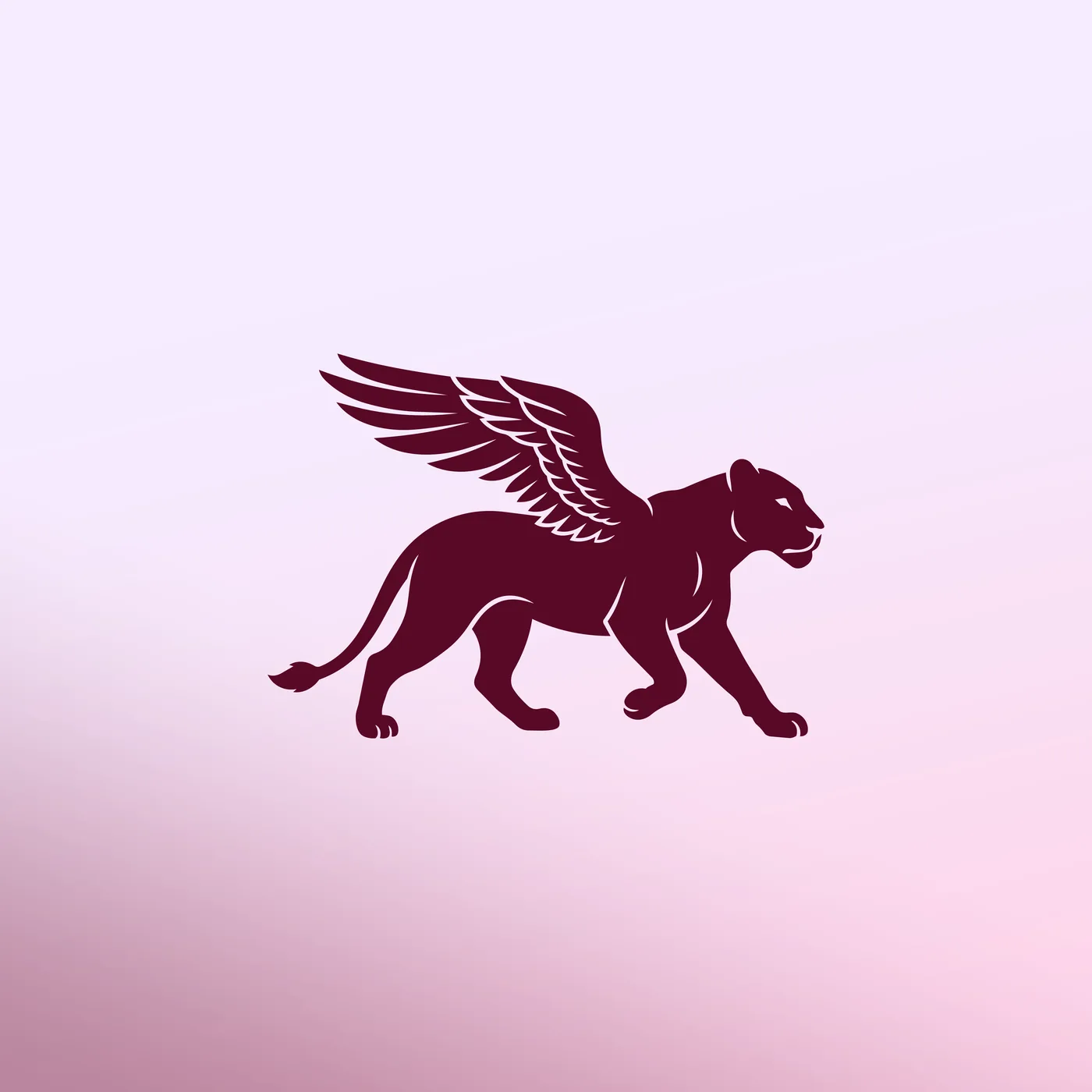 The winged lioness on a pink gradient